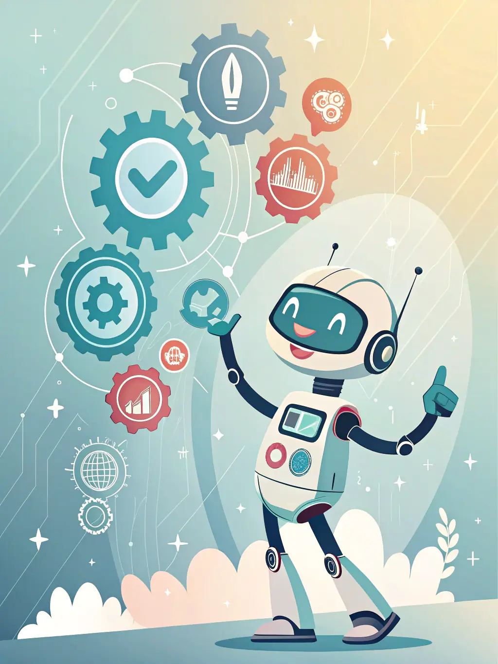 An AI virtual agent interacting with customers through various messaging platforms, showcasing automated support.