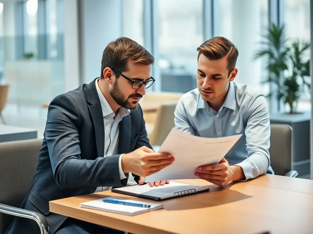 An image depicting a consultant meeting with a client, reviewing communication strategies and discussing potential improvements for their mass communication campaigns.