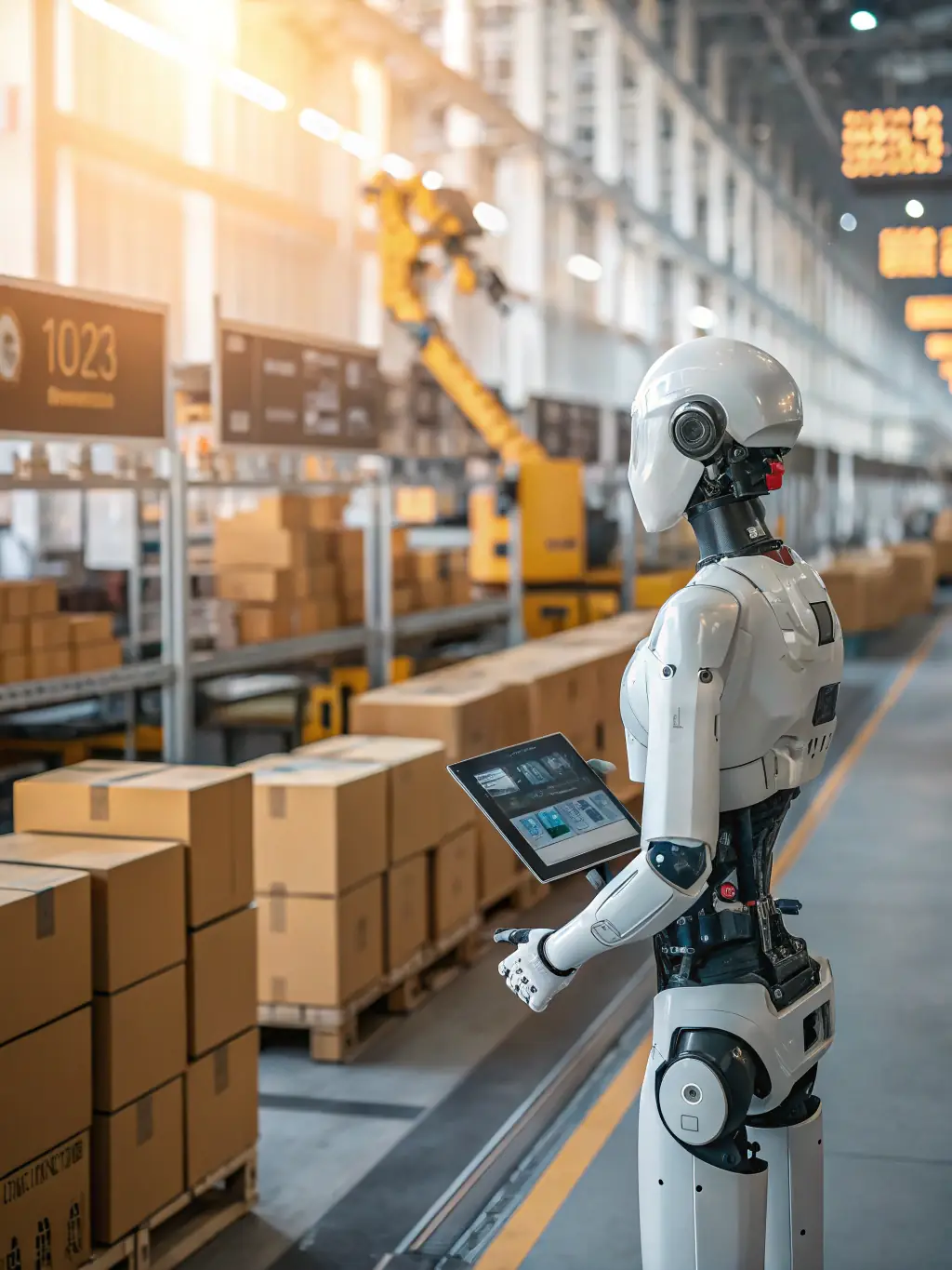 A clean and professional image of an AI bot managing supplier relations, automating order processing, and ensuring timely deliveries.